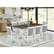 Pemberly Row 9-Piece Wood Dining Set with Chair Cushions in Jacobean Finish