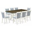Pemberly Row 9-Piece Wood Dining Set with Chair Cushions in Jacobean Finish