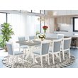 Pemberly Row 9-Piece Wood Dining Set with Linen Fabric Seats in Cement Finish