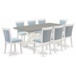 Pemberly Row 9-Piece Wood Dining Set with Linen Fabric Seats in Cement Finish