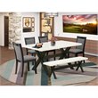 Pemberly Row 6-Piece Acacia Wood Dining Set in White and Dark Gray
