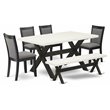 Pemberly Row 6-Piece Acacia Wood Dining Set in White and Dark Gray