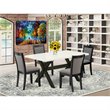 Pemberly Row 5-Piece White and Dark Gray Dining Set with Upholstered Chairs