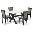 Pemberly Row 5-Piece White and Dark Gray Dining Set with Upholstered Chairs