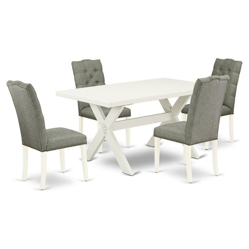 Pemberly Row 5-Piece Wood Dining Set with Upholstered Chairs in Gray