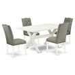 Pemberly Row 5-Piece Wood Dining Set with Upholstered Chairs in Gray