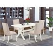 Pemberly Row 5-Piece Dining Set in Wood with Fabric Seats