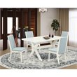 Pemberly Row 5-Piece Wood Dining Set in Linen White and Baby Blue