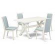 Pemberly Row 5-Piece Wood Dining Set in Linen White and Baby Blue