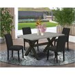 Pemberly Row 5-Piece Wood Dining Table Set with X-Leg Base in Cement and Black