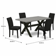 Pemberly Row 5-Piece Wood Dining Table Set with X-Leg Base in Cement and Black