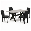 Pemberly Row 5-Piece Wood Dining Table Set with X-Leg Base in Cement and Black