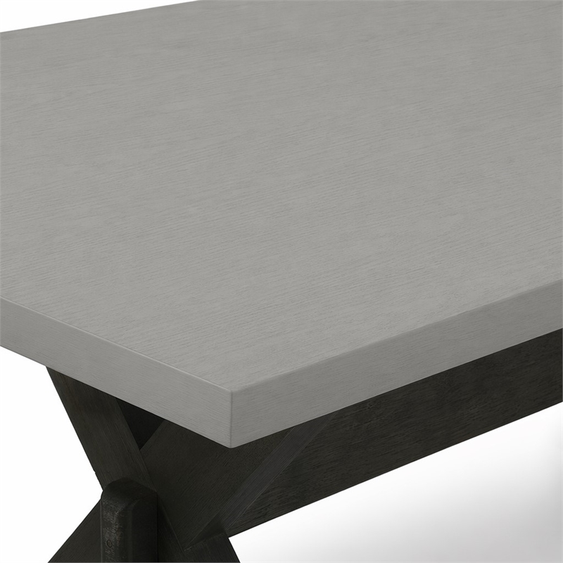 Pemberly Row 5-Piece Wood Dining Table Set with X-Leg Base in Cement and Black