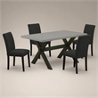 Pemberly Row 5-Piece Wood Dining Table Set with X-Leg Base in Cement and Black