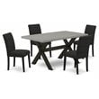 Pemberly Row 5-Piece Wood Dining Table Set with X-Leg Base in Cement and Black