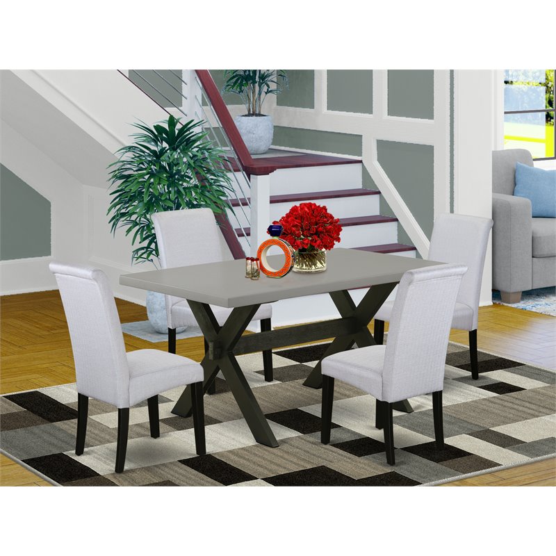 Pemberly Row 5-Piece Wood Dining Set with Rectangular Table in Gray and Cement