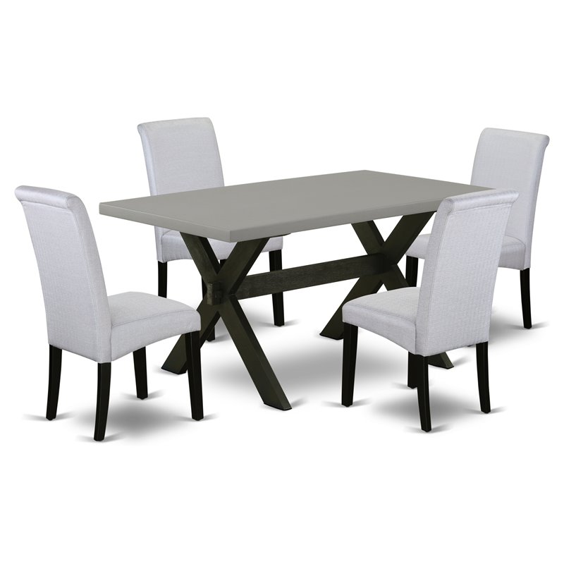 Pemberly Row 5-Piece Wood Dining Set with Rectangular Table in Gray and Cement