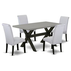Pemberly Row 5-Piece Wood Dining Set with Rectangular Table in Gray and Cement