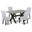 Pemberly Row 5-Piece Wood Dining Set with Rectangular Table in Gray and Cement