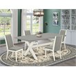 Pemberly Row 5-Piece Wood Dining Set in Linen White and Shitake Upholstery