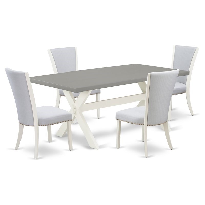 Pemberly Row 5-Piece Wood Dinette Set in Linen White and Gray