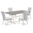 Pemberly Row 5-Piece Wood Dinette Set in Linen White and Gray