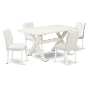 Pemberly Row 5-Piece Rectangular Wood Dining Set in White