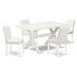 Pemberly Row 5-Piece Rectangular Wood Dining Set in White