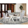 Pemberly Row 5-Piece Wood Dining Set with Linen Fabric in Cement Finish