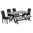 Pemberly Row 6-Piece Wood Dining Set with Leather Seat in Black