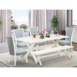 Pemberly Row 6-Piece Wood Dining Set with Fabric Seats in Linen White