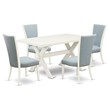 Pemberly Row 6-Piece Wood Dining Set in Linen White and Baby Blue