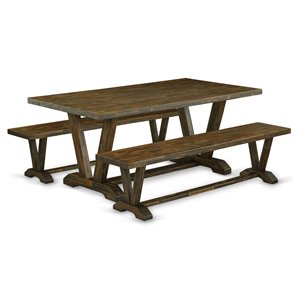 Pemberly Row 3-Piece Wooden Kitchen Dining Set in Distressed Jacobean