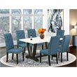 Pemberly Row 7-Piece Dining Set with Mineral Blue and Black Accents