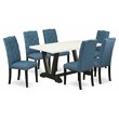 Pemberly Row 7-Piece Dining Set with Mineral Blue and Black Accents