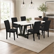 Pemberly Row 7-Piece Wood Dining Set in Linen White and Black Finishes