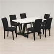 Pemberly Row 7-Piece Wood Dining Set in Linen White and Black Finishes