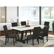 Pemberly Row 7-Piece Wood Dining Set with Rectangular Table in White/Black