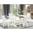 Pemberly Row 5-Piece Wood Dining Set with PU Leather Chairs in White