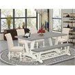 Pemberly Row 6-Piece Wood Dinette Set with Bench in White and Beige
