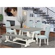 Pemberly Row 6-Piece Wood Dining Set with Bench in White and Baby Blue