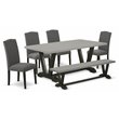 Pemberly Row 6-Piece Pedestal Dining Set in Dark Gotham Gray and Mahogany