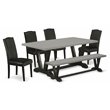 Pemberly Row 6-Piece Wood Dining Set with Leather Seats in Black