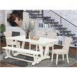 Pemberly Row 6-Piece Rubber Wood Dining Set in Linen White and Doeskin