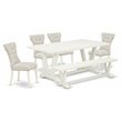 Pemberly Row 6-Piece Rubber Wood Dining Set in Linen White and Doeskin