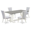 Pemberly Row 5-Piece Dining Set with Upholstered Seat in White Wood