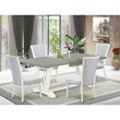 Pemberly Row 5-Piece Dining Set with Upholstered Seat in White Wood