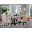 Pemberly Row 5-Piece Wood Dinette Set with Cement Top and Beige Finish