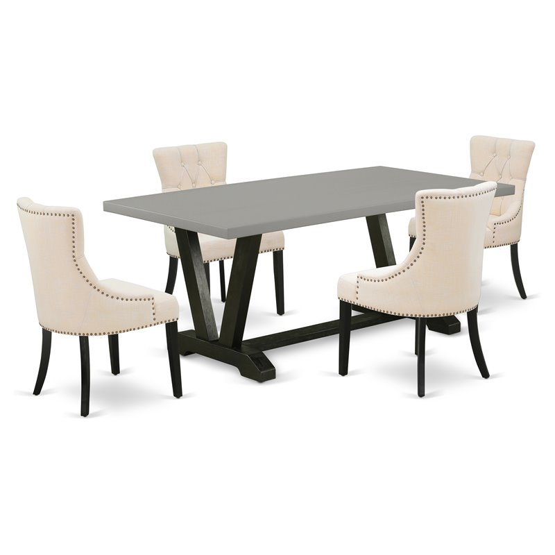 Pemberly Row 5-Piece Wood Dinette Set with Cement Top and Beige Finish