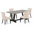 Pemberly Row 5-Piece Wood Dinette Set with Cement Top and Beige Finish